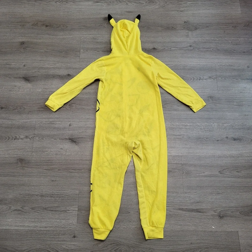 Pokemon Pikachu Hooded Fleece Union Suit Pajamas Costume Yellow Kids Size 8